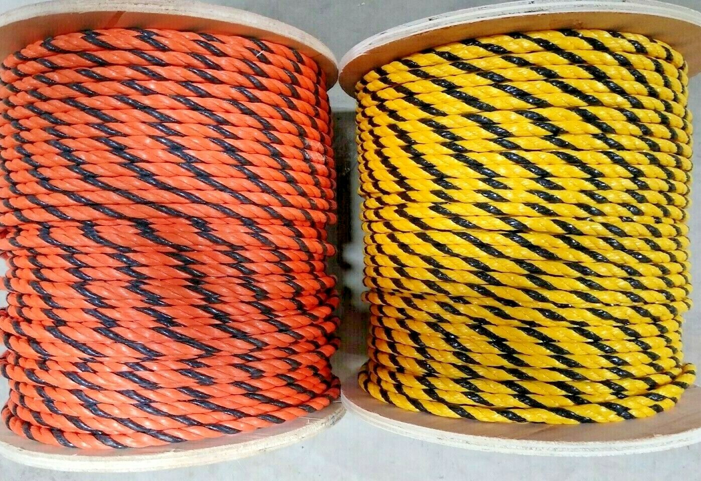 Yellow Or Orange Black Poly Polypropylene Rope 3 Strand Twisted Barrier Safety