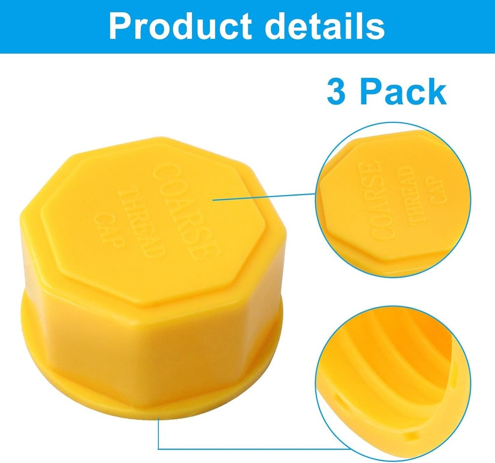 5 Gallon Gas Can Cap Replacement, 3 Pcs Coarse Thread Plastic Caps, Universal