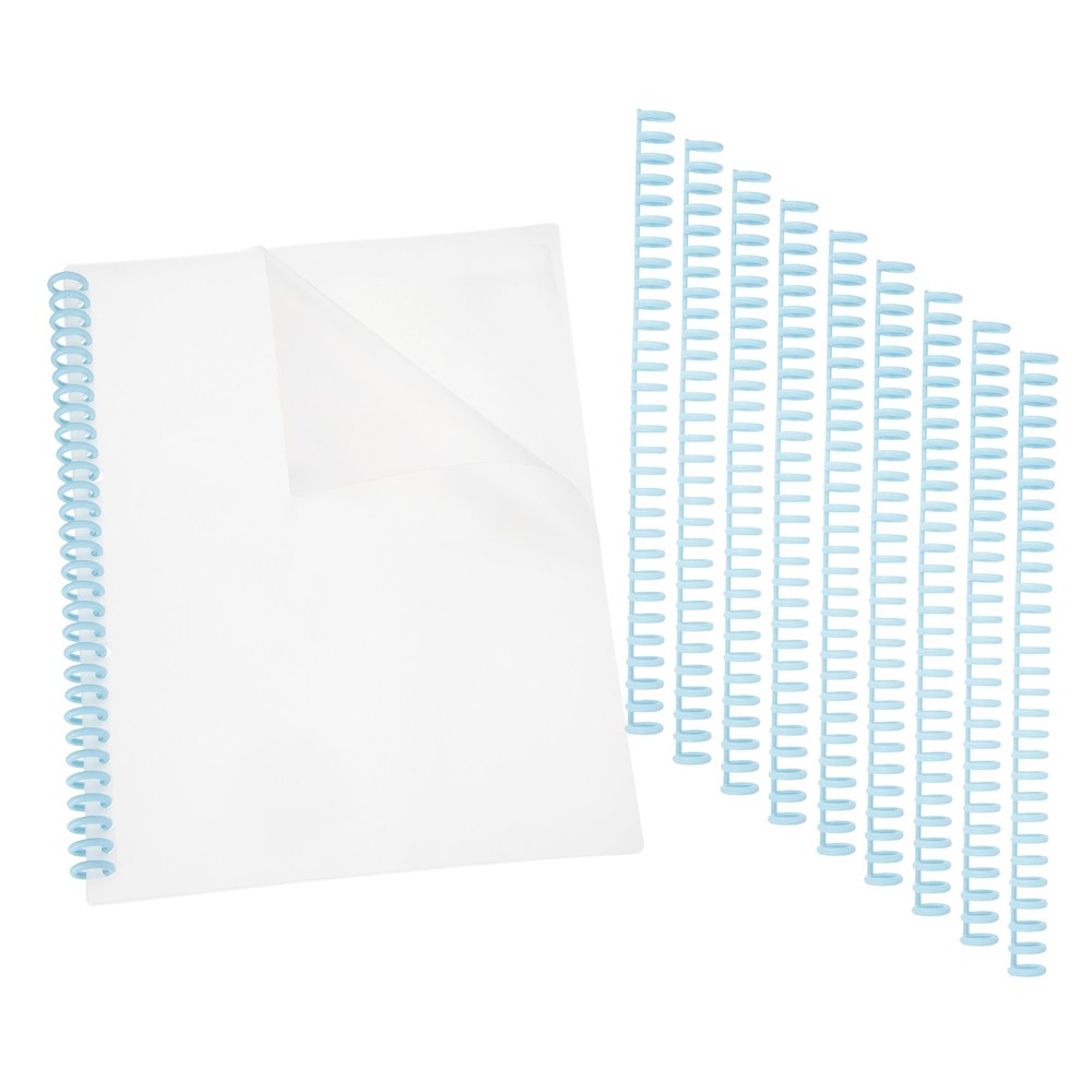 20Pcs Clear Presentation Binding Covers with 10Pcs 12mm Combs Kit, Sky Blue