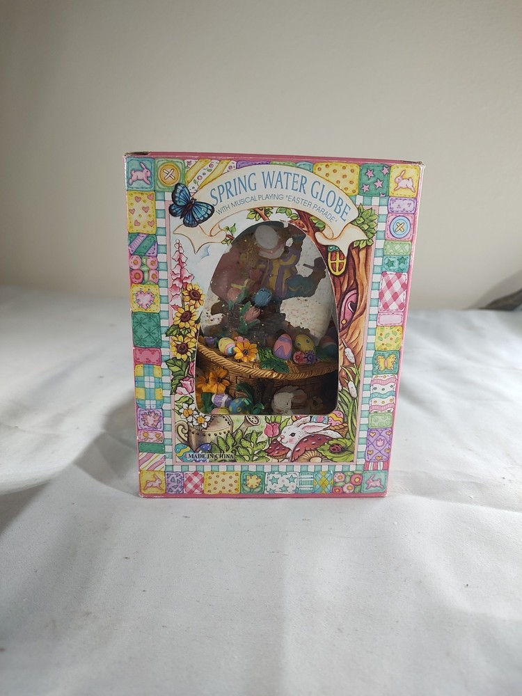 Music Box Water Globe: Easter Parade Egg-shaped Easter Music box