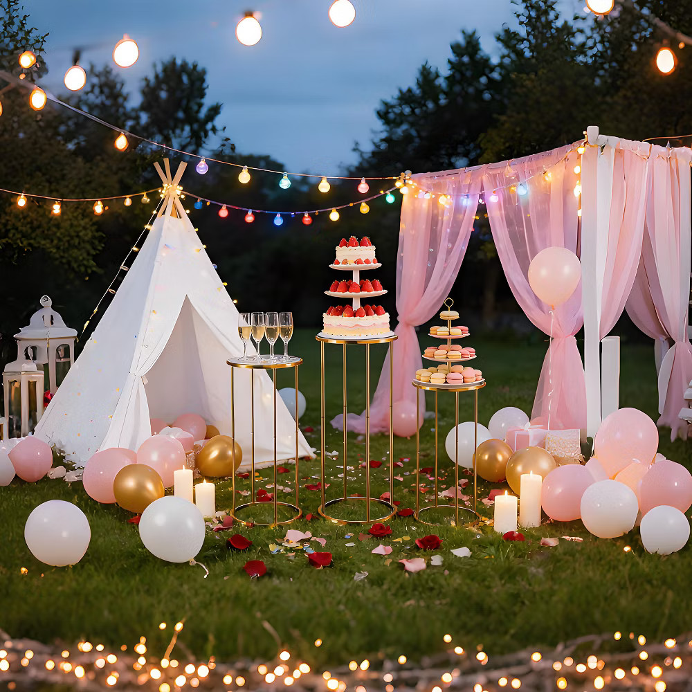 3-Piece Cylinder Pedestal Stand Set - Tiered Acrylic Cake & Dessert Display