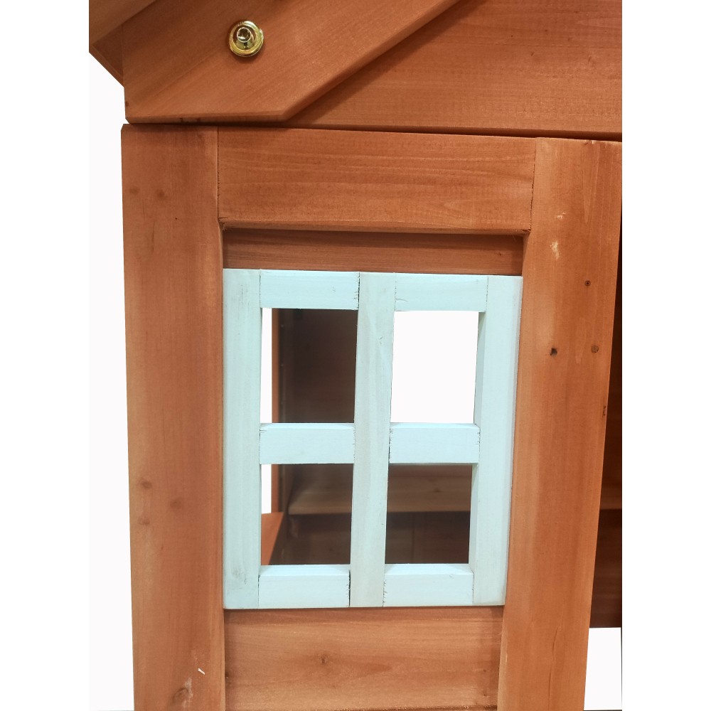 Outdoor Playhouse, Wooden Kids Play House with 2 windows and flowerpot holder