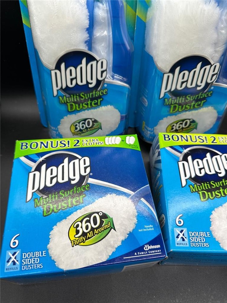 New Pledge Multi Surface Duster & Refills 16 Double Sided Dusters w/ 2 Handles