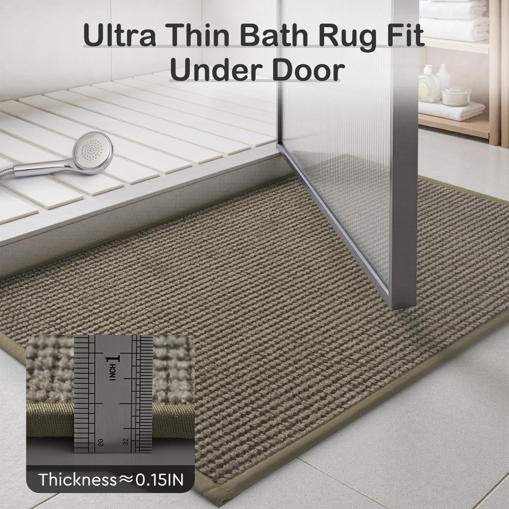 Bathroom Runner Rugs-Chenille Absorbent Bath Mat Runner Quick Dry-Rubber Back...
