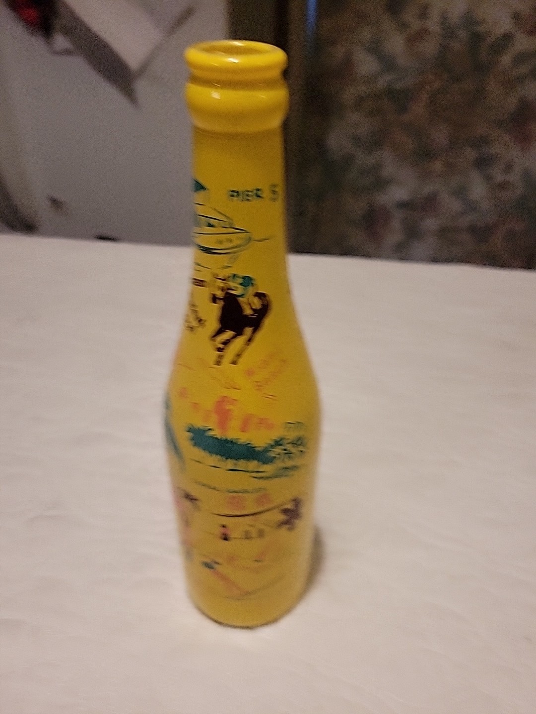 Vintage 1955 ABCB Convention Miami Bottle D-Duralas 10" Souvenir Yellow Glass