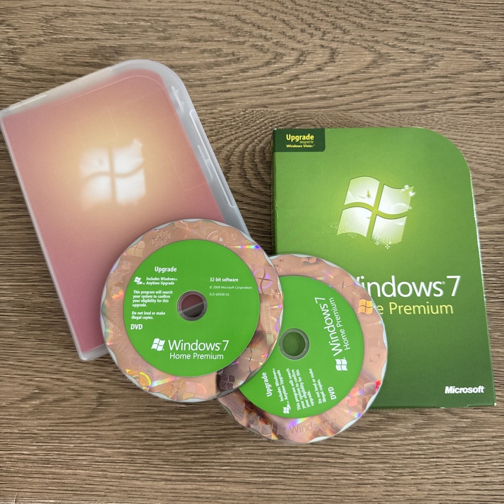 Microsoft Windows 7 Home Premium Upgrade 32 & 64 Bit DVDs MS Windows With Key
