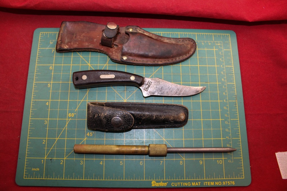 Schrade Old Timer 152 Knife & EZ Lap Diamond Sharpener W/ Sheaths