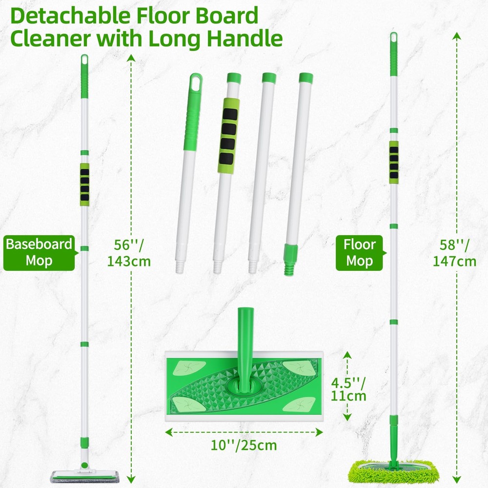 Baseboard Cleaner Tool with Handle, Extendable Long Handle Baseboard Floor Clean