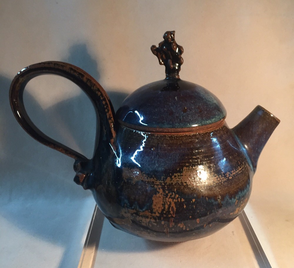 Vintage Art Studio Pottery Stoneware Teapot 8”