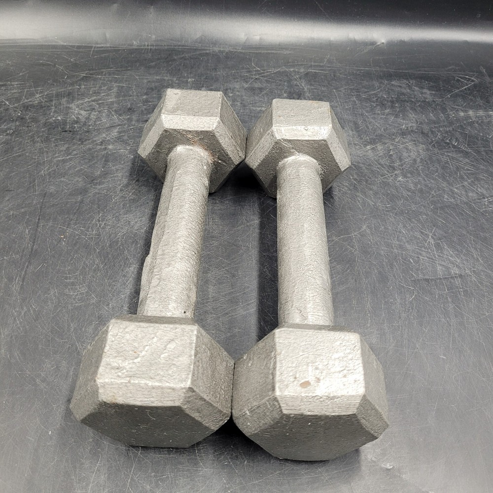 Pair CAP 5lb Hex Dumbbells Cast Iron