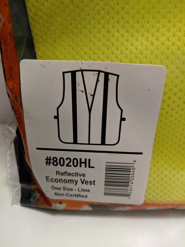 Yellow Safety Vest Polyester Mesh Reflective Stripes NIP One Size WORK - RUNNING