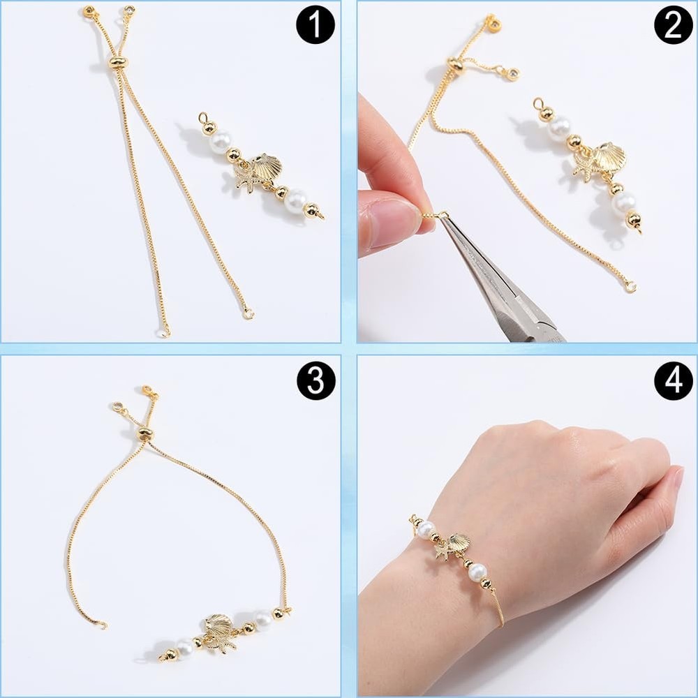 SOFPLATE 1 Box Adjustable Slider Bracelet for Jewelry Making Gold