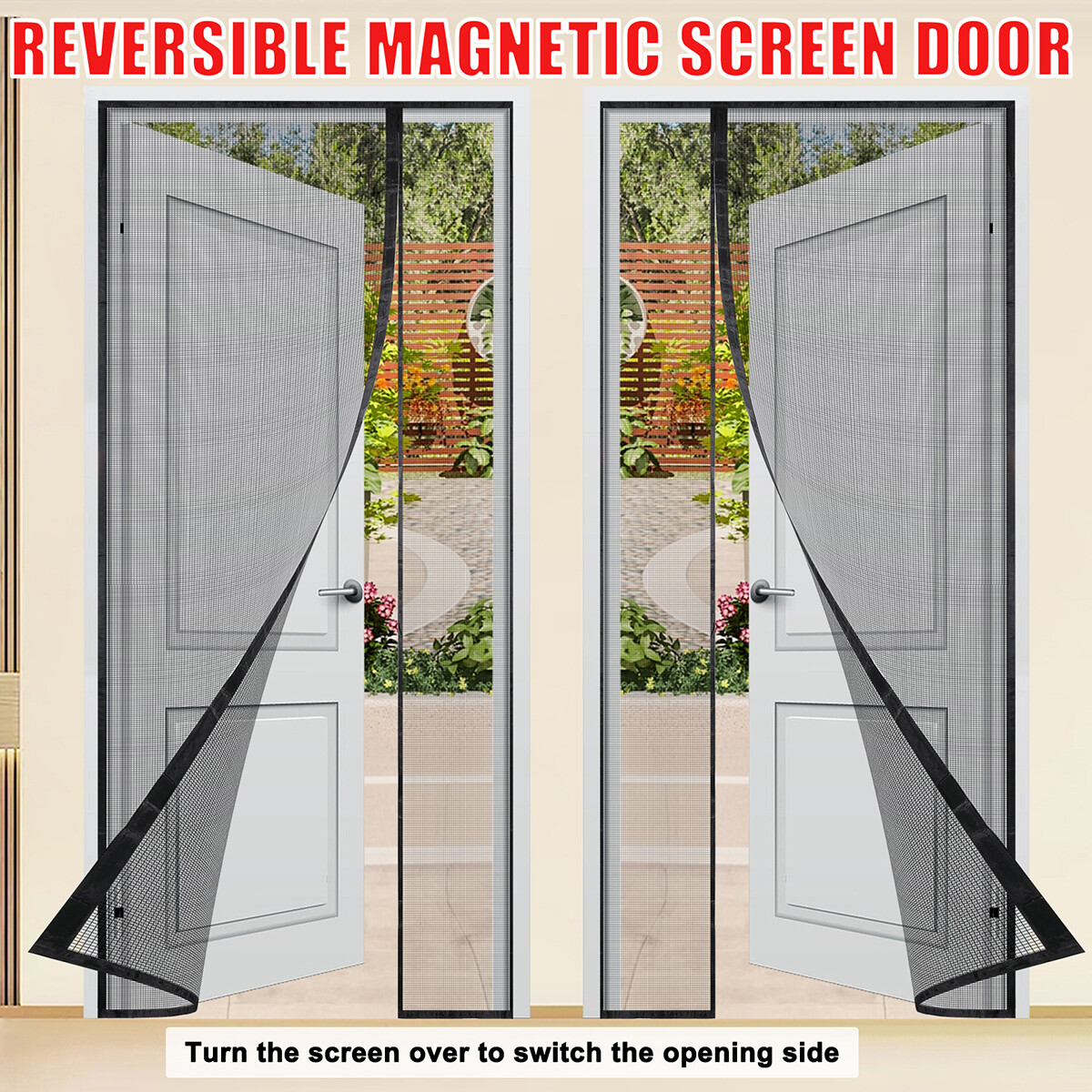 Magnetic Screen Door Mesh Curtain Heavy Duty Mosquito Net Bug Hands Free Closer