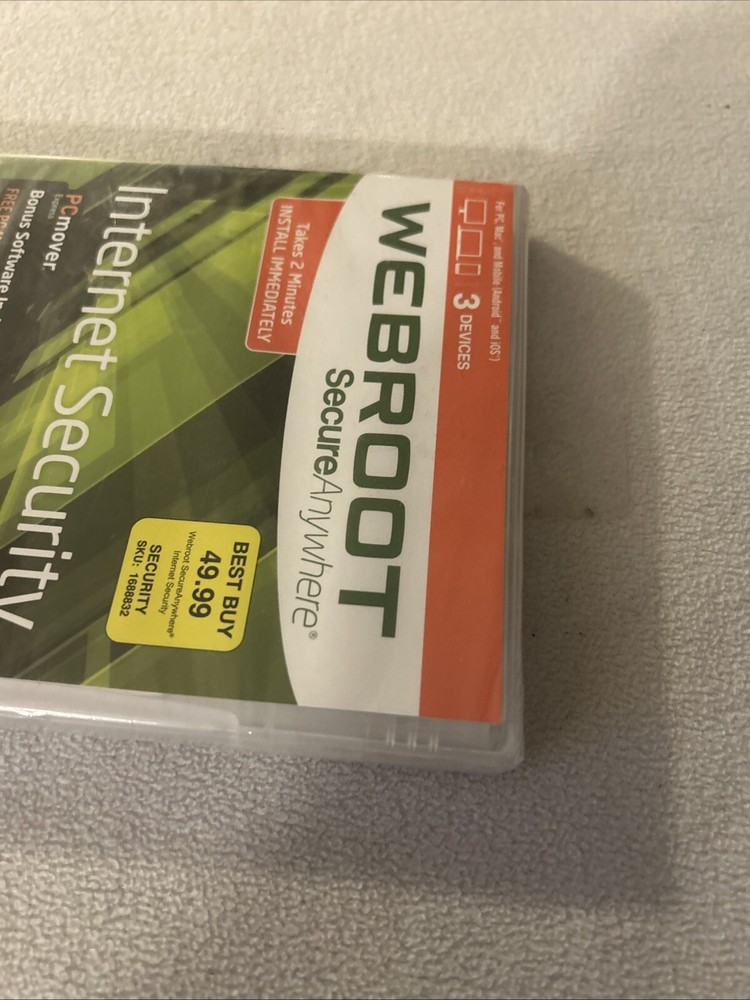 Webroot Secure Anywhere Internet Security Windows 10 Compatible 3 Devices KEY