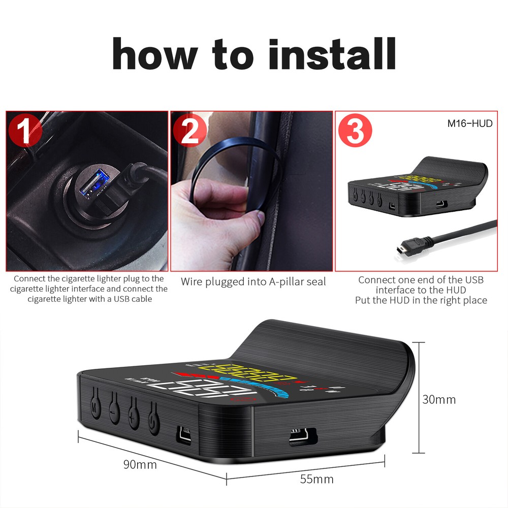 3.8" Car Digital GPS Speedometer Head Up Display Overspeed MPH/KMH Warning %$*