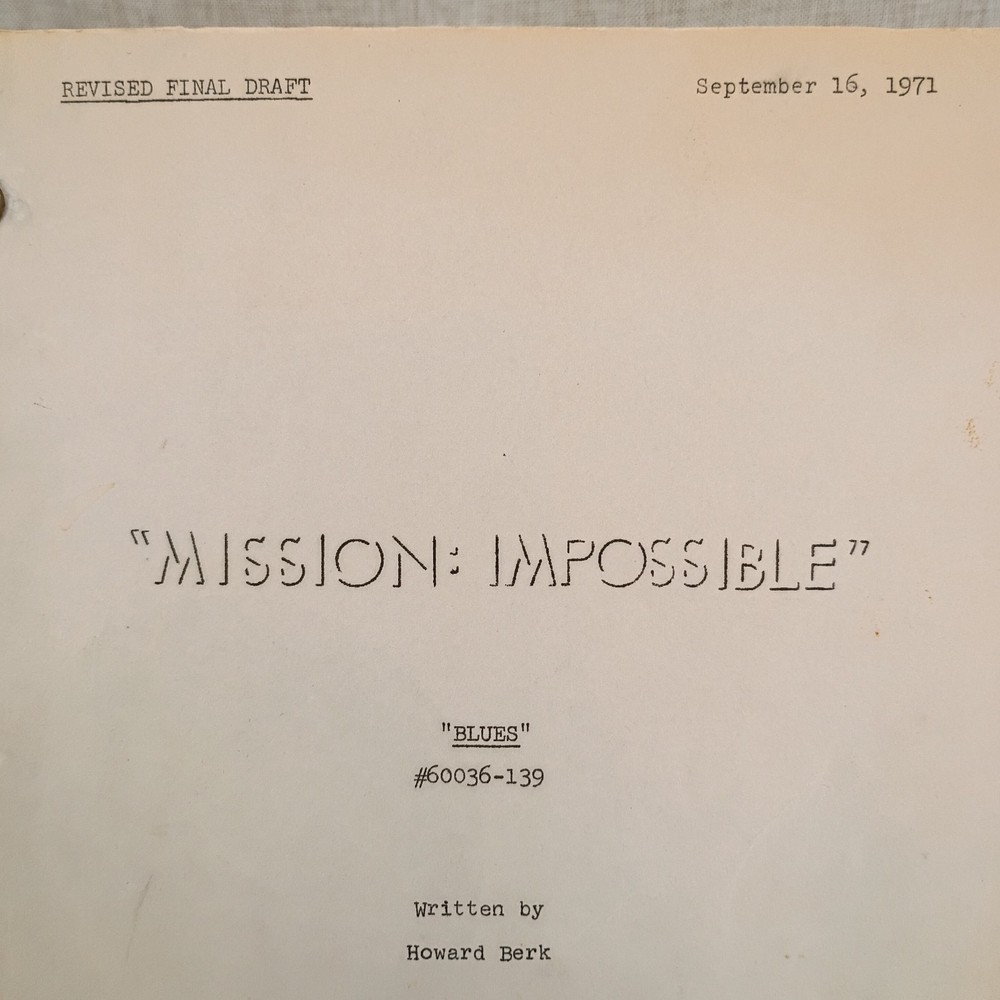 Mission: Impossible 1971 TV Show Original Script "Blues" Revised Final Draft
