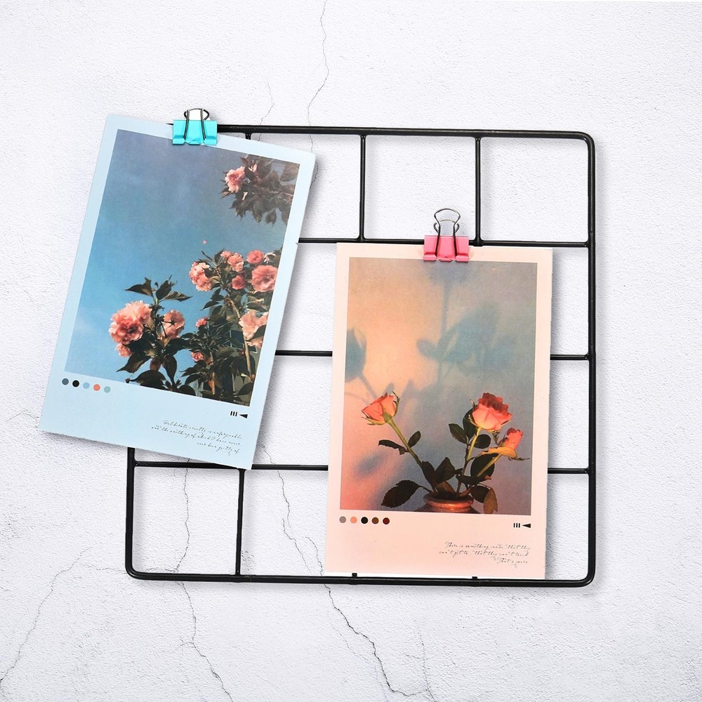 8"x8" Wire Grid Panel, 2 Pack Wall Grid Decorative Board Photo Display Black