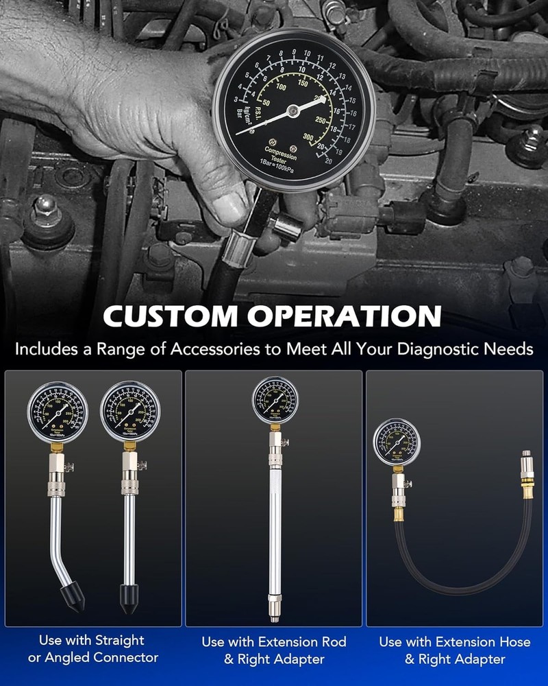Orion Motor Tech Engine Compression Tester Kit, 11 pc Cylinder Compression...