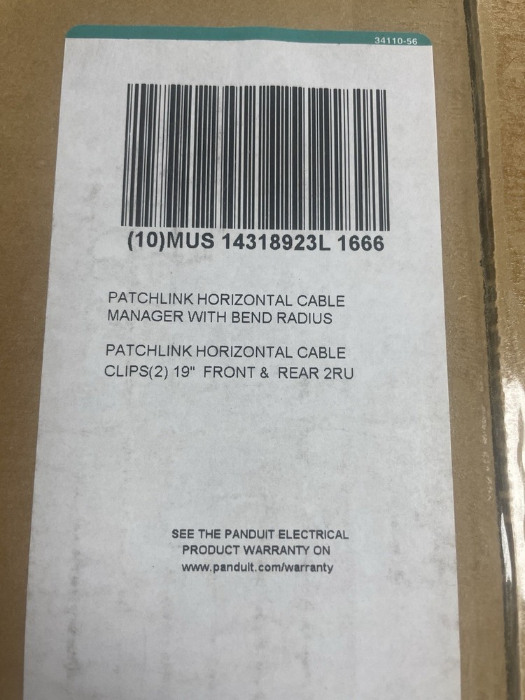 Panduit PAN-NET WMPH2E PatchLink Horizontal Cable Manager 2RU 19 in