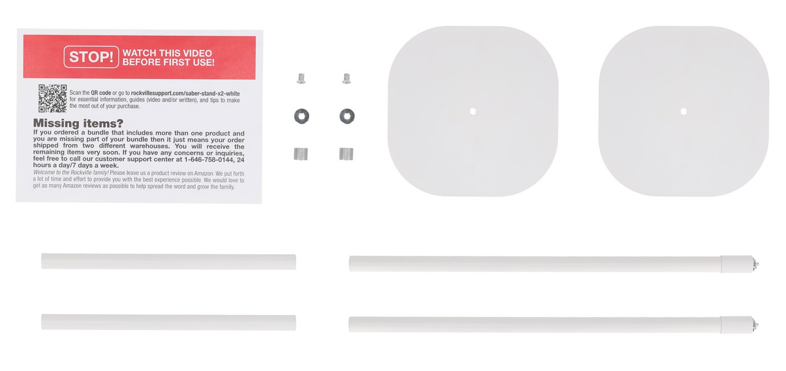 Rockville SABER STAND X2 WHITE Pair of Stands for Rock Saber Lights + Travel Bag