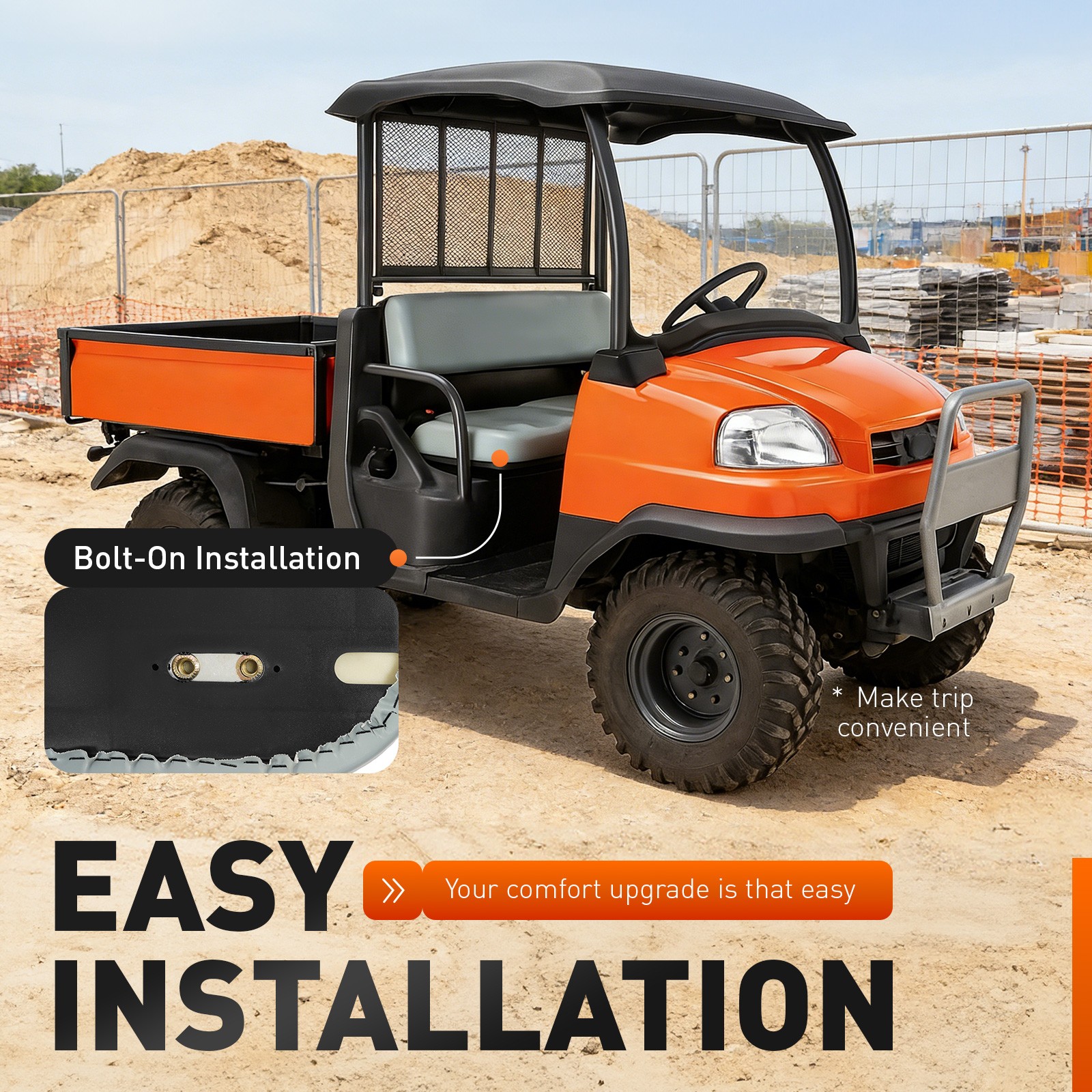 Gray Seat Bottom Cushion For Kubota RTV900 G6, R6, T6, W6, W6SE #K7561-56020