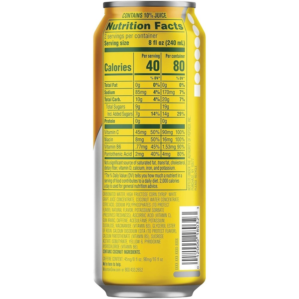 (12 Pack) Mountain Dew Kickstart with Vitamins, Pineapple Orange Mango, 16 Fl Oz