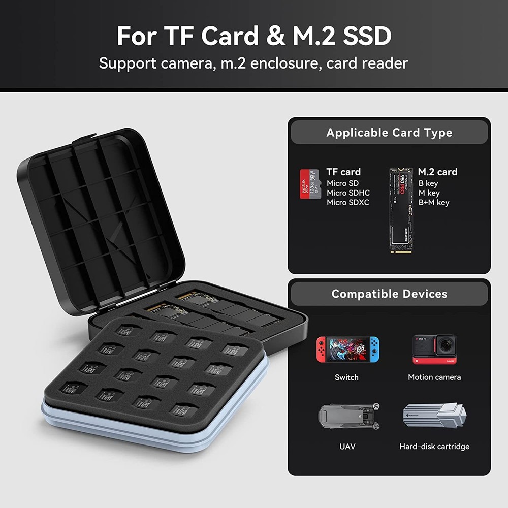 Memory Card Protection Case Holder Protector Storage Fit For Micro SD M.2 SSD CF