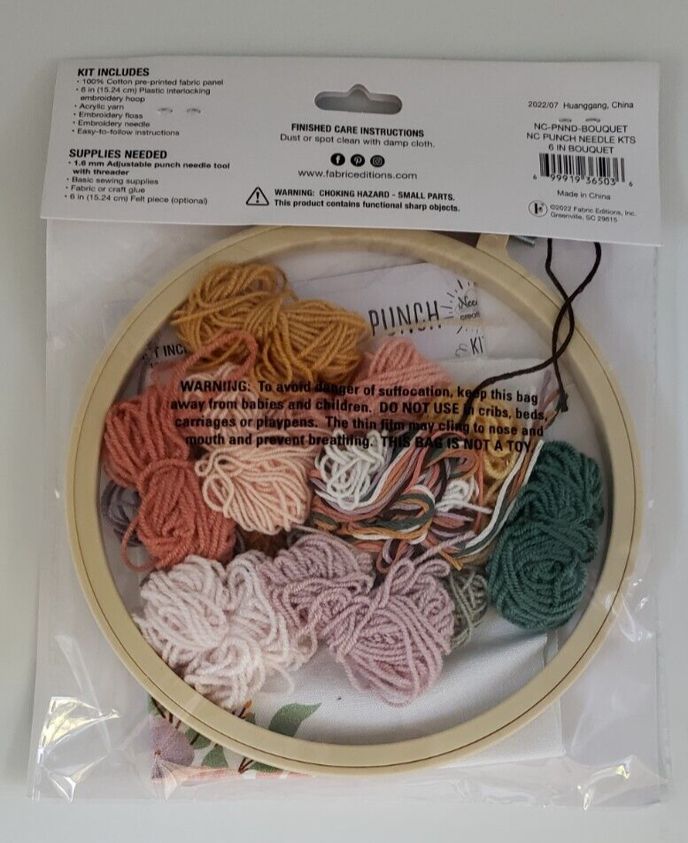 Needle Creations Punch Needle Kit “Bouquet” Finished Size: 6" - Intermediate