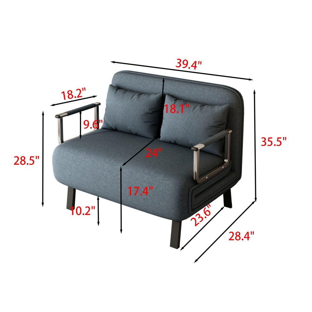 39'' Convertible Sleeper Sofa Bed Velvet Sofa Couch with Pull Out Bed & Pillow