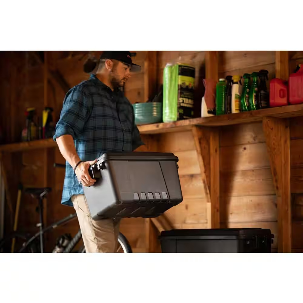 14 Gallon Black Storage Box Durable & Secure