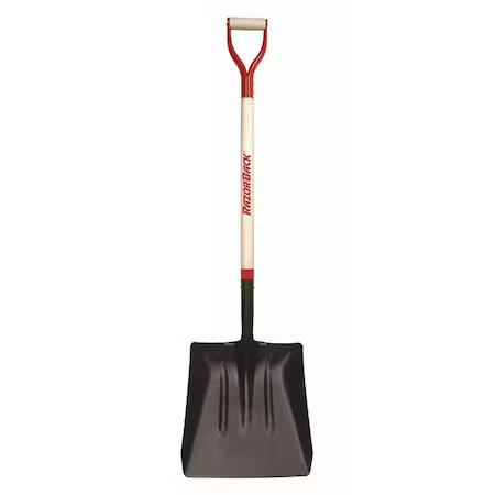 Razor-Back 79804Gr No. 4 14 Ga Asphalt/Coal Square Point Shovel, Steel Blade,
