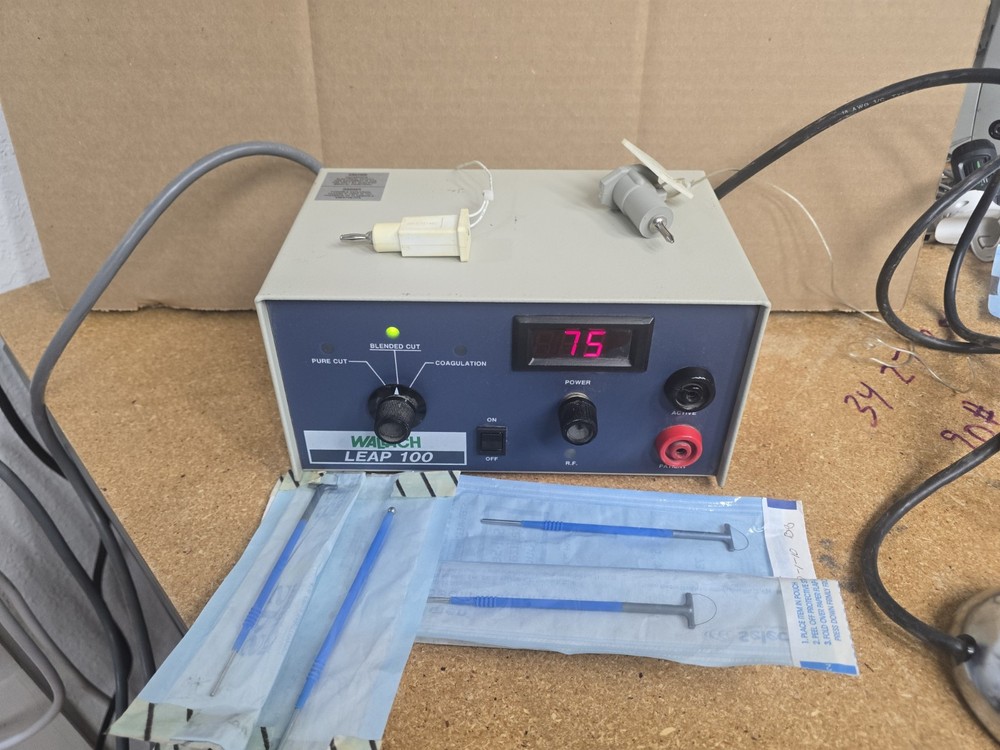 Wallach LEAP 100 electrosurgical system pictured working w footswitch