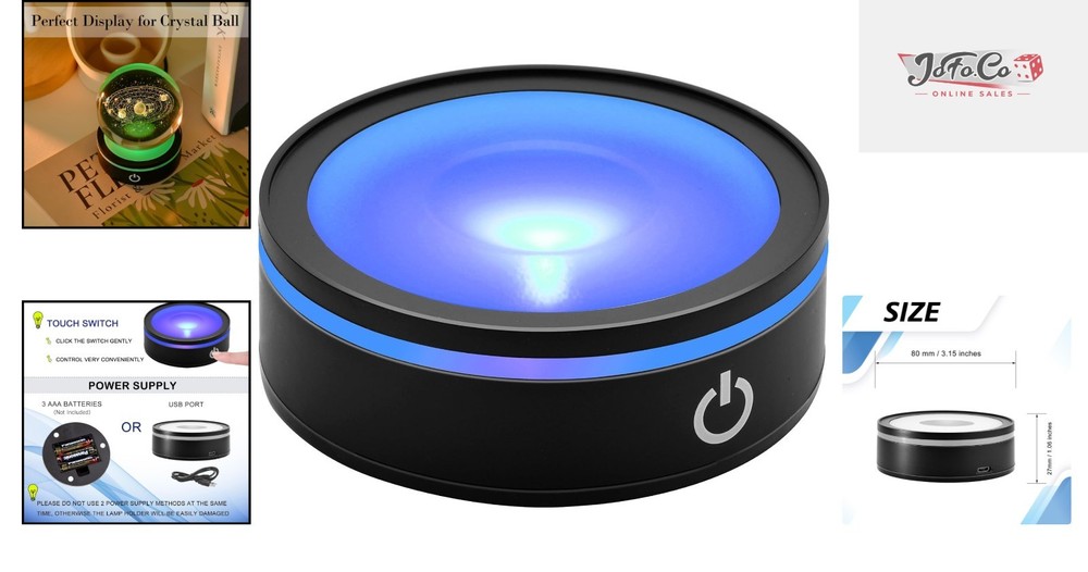 Multi-Function Concave LED Display Stand with RGB Lighting - 3.15" Acrylic Base