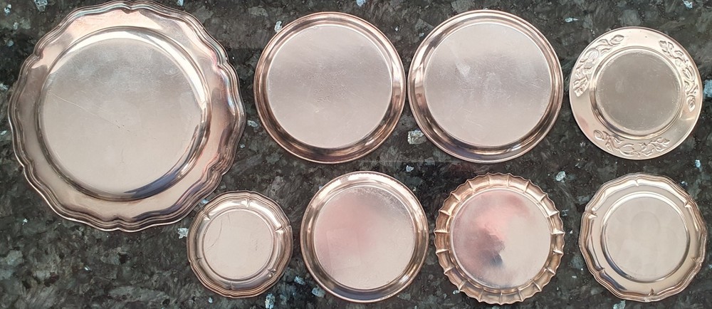 NOT SOLID SILVER ❗ Alpaka / Nickel Silver Tray Lot - READ DESCRIPTION !!!