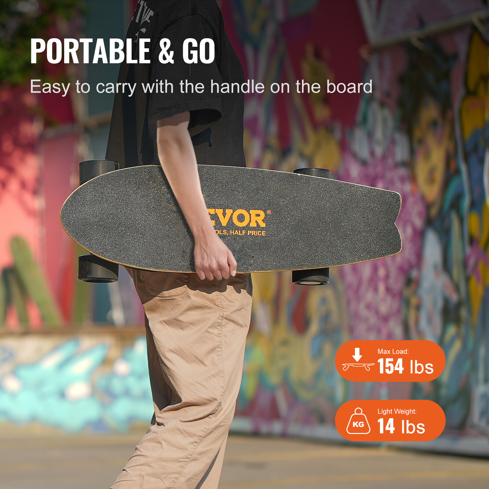 VEVOR Electric Longboard Skateboard with Control 7.5 Mile Range for Adults Kids