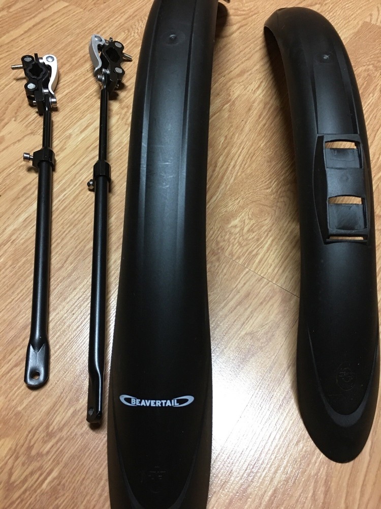 Beavertail Black Plastic Fender Set Bicycle 27”/22”