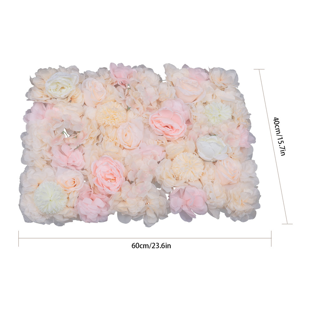 6x 60x40cm Silk Rose Artificial Flower Wall Panel Wedding Backdrop Decoration