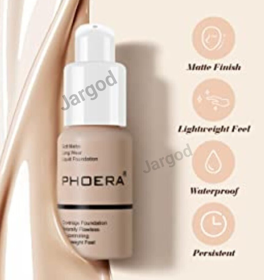 2 Pack Phoera Foundation Makeup Full Coverage Liquid Base Long Lasting Shade