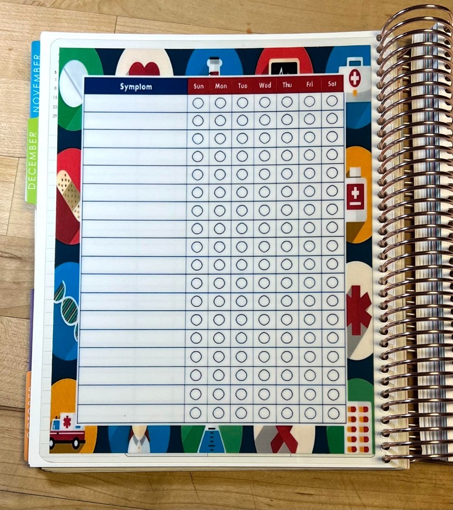 Symptom Tracker Two Sided Dashboard 4 use w Erin Condren Planner-