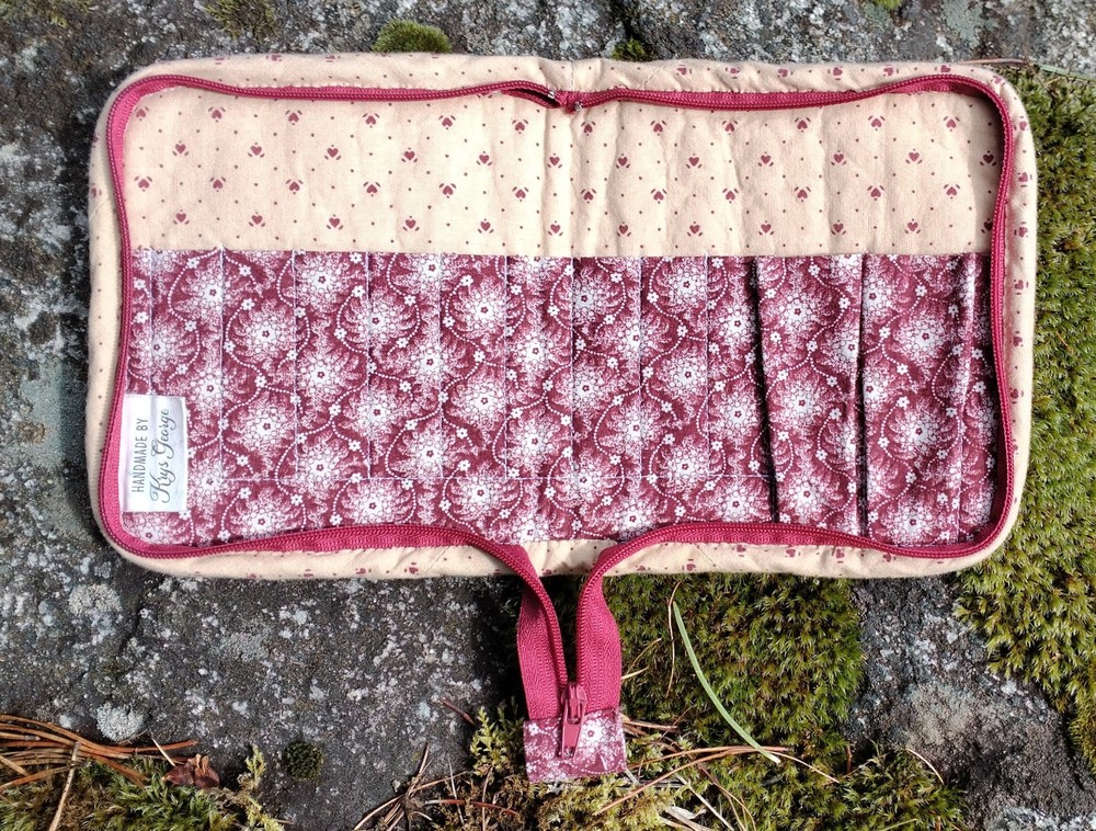 Handmade Quilted Interchangeable Crochet Hook Zippered Storage Case