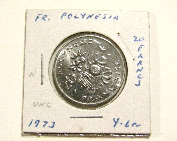 French Polynesia 1973 20 Francs unc Coin