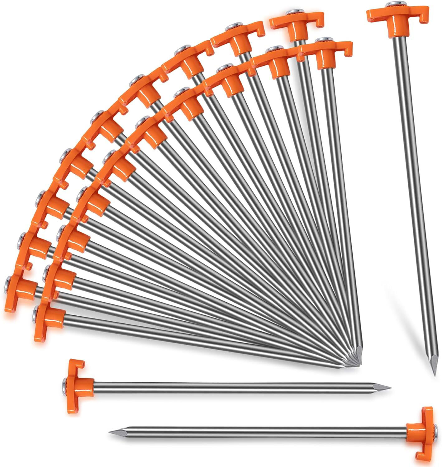 20 Pack Tent Stakes Heavy Duty, 10inch Tent Stakes Pegs, Metal Tent Spikes Groud