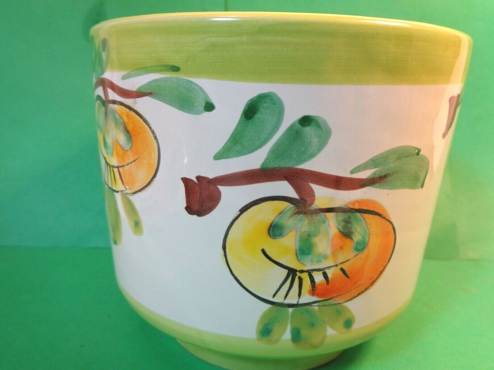 Fruit Pattern 5" Pottery Vase, Italy (Used/EUC)