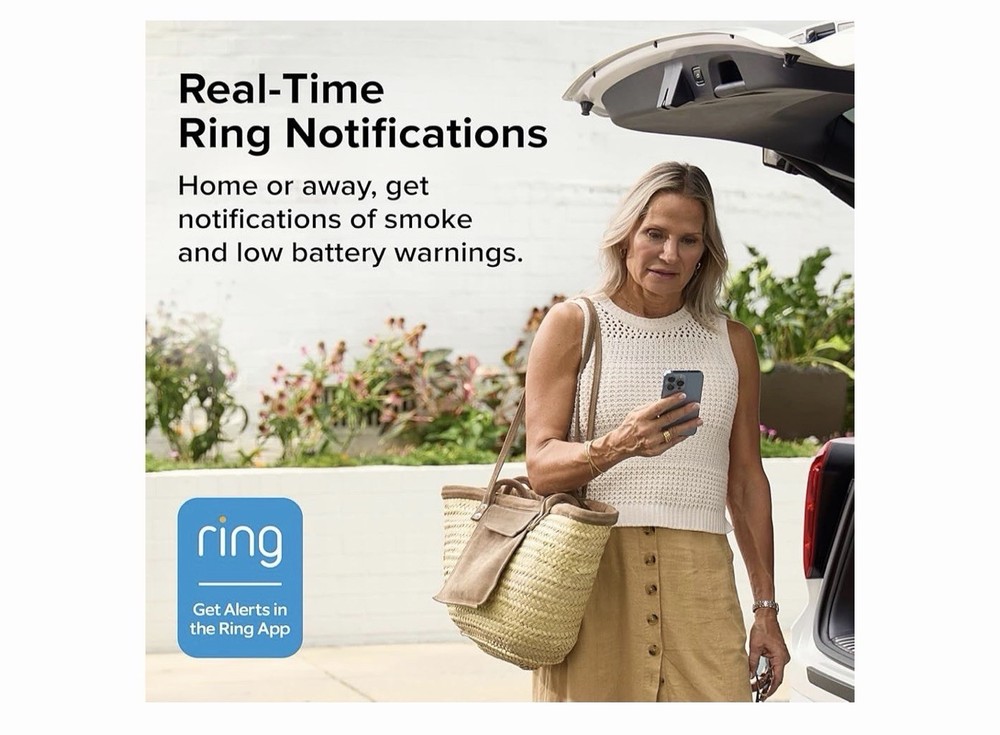 Kidde Smart Smoke Detector Ring App Enabled Hardwired Alarm AA Battery Backup