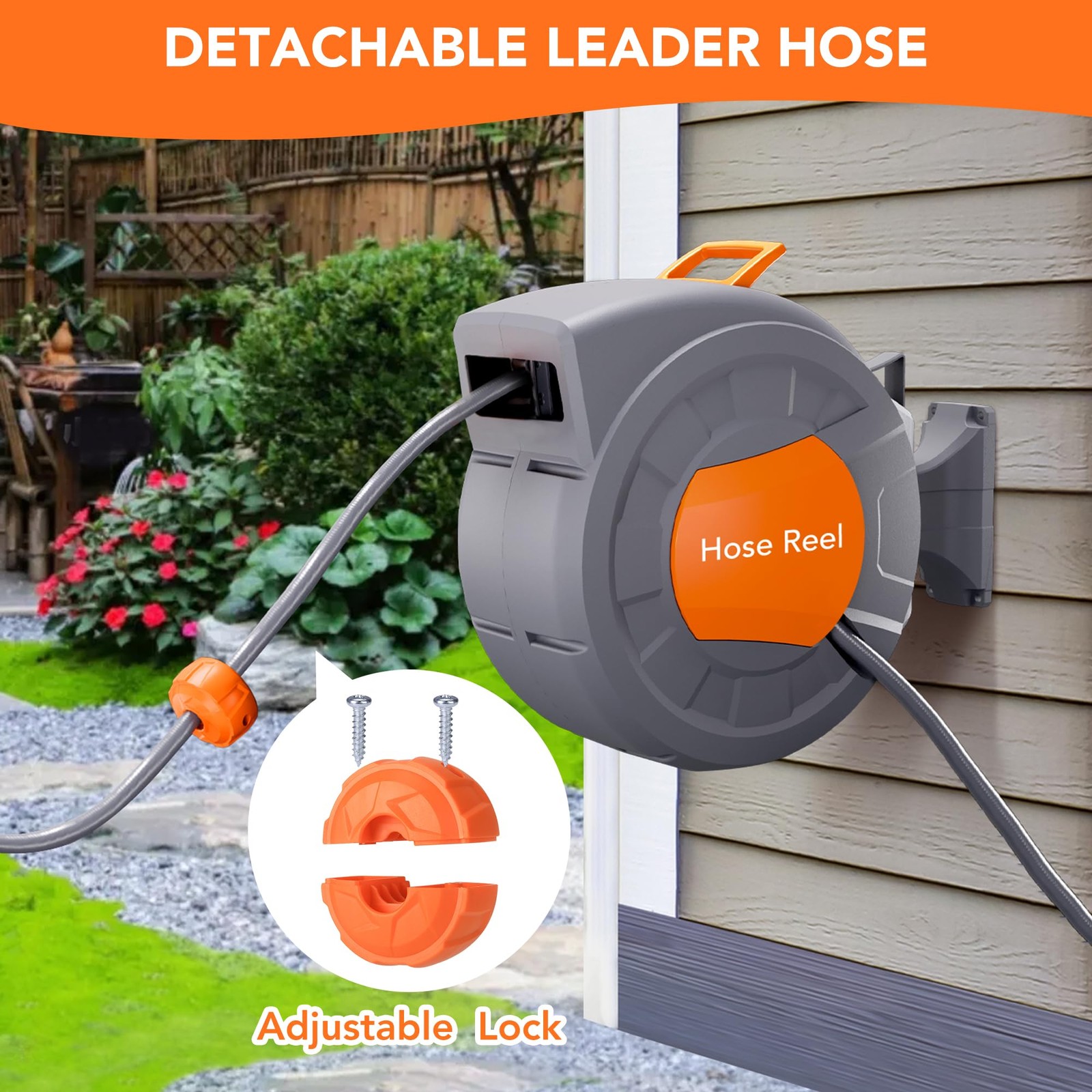 1/2 in x 100 Ft Retractable Garden Hose Reel Wall Mounted