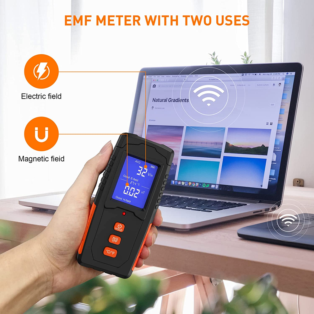 EMF Meter Rechargeable Electromagnetic Field Radiation Detector Handheld Digital