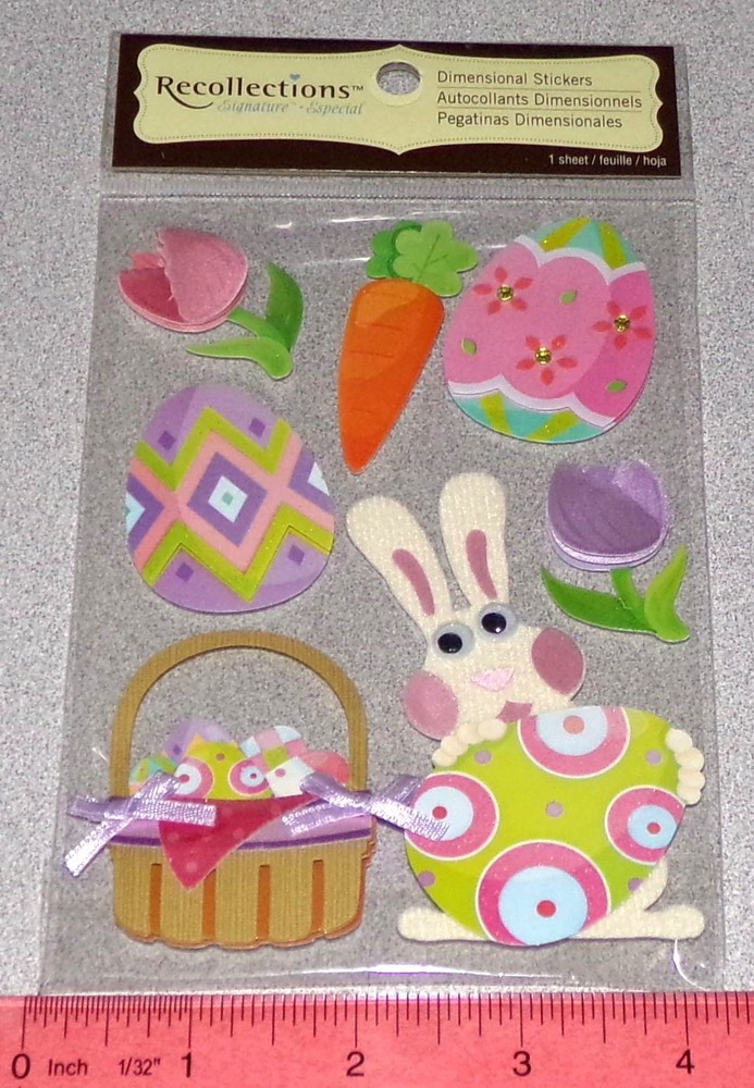 Recollections & Sticko Easter Basket Colored Easter Eggs Bunny Easter Stickers