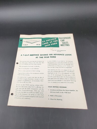 1958 Chevrolet Passenger Car Sales Meeting Dealer Brochure Advertising