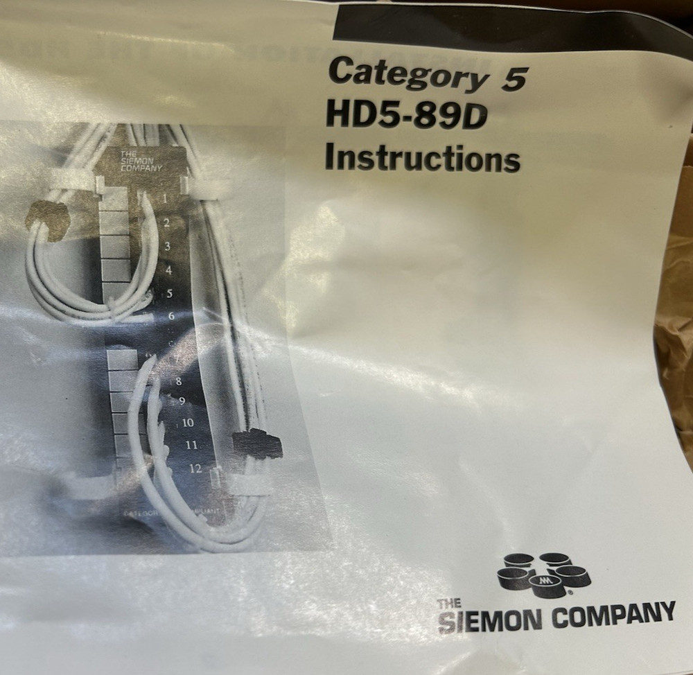 SIEMON HD5-89D-12A4, 12-port High Density Patch Panel, NEW