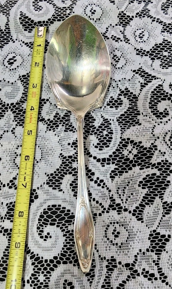 🔎HOLMES & EDWARDS c1915 DESANCY AKA ROSELAND SILVERPLATED CASSEROLE SPOON🥘